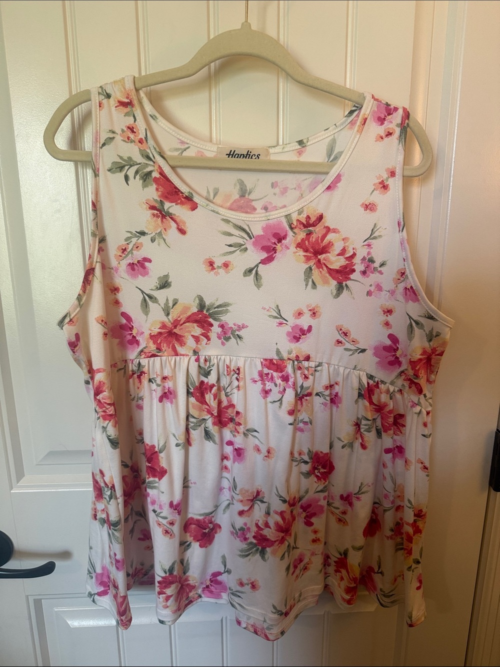 Haptics Floral Tank Top - Pink Floral on Cream